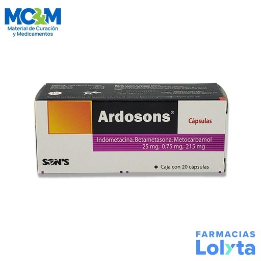 ARDOSONS 25/0.75/215MG C/20 CAP INDOMETACINA BETAMETASONA METOCARBAMOL LAB SONS | Website MC&M