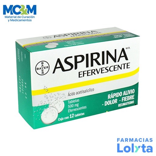 ASPIRINA EFERVESCENTE 500 MG C/12 TAB ACIDO ACETILSALICILICO LAB BAYER | Website MC&M