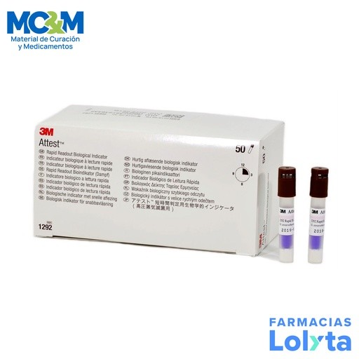 ATTEST AGENTE DE DIAGNOSTICO TESTIGO BIOLOGICO DE LECTURA RAPIDA P/ESTERILIZACION CON VAPOR C/50 PZ REF 1292 3M | Website MC&M