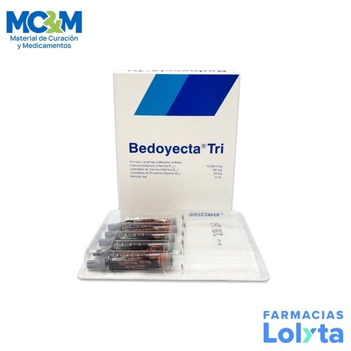 BEDOYECTA TRI SOL INY 10 000 MCG/100/50 MG/2 ML C/5 AMP HIDROXOCOBALAMINA TIAMINA PIRIDOXINA LAB GROSSMAN | Website MC&M