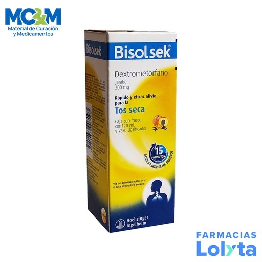 BISOLSEK BISOLVON JARABE 200MG/100ML FCO C/120ML DEXTROMETORFANO LAB SANFER | Website MC&M
