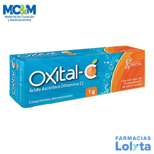 ACIDO ASCORBICO 1 G C/10 COMPRIMIDO EFERVESCENTES VITAMINA C SABOR NARANJA OXITAL-C LAB SERRAL | Website MC&M