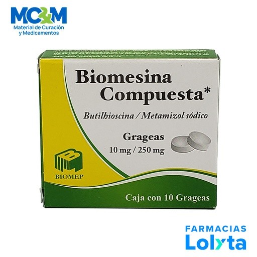 BUTILHIOSCINA METAMIZOL SODICO 10/250 MG C/10 TAB BIOMESINA COMPUESTA LAB BIOMEP | Website MC&M