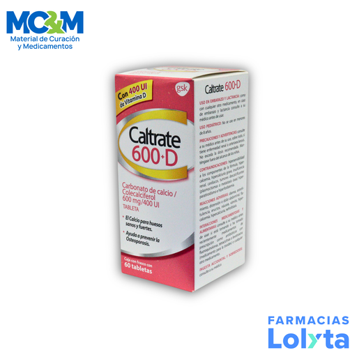 CALTRATE 600+D 600 MG/400 UI C/60 TAB CARBONATO DE CALCIO COLECALCIFEROL LAB GSK | Website MC&M
