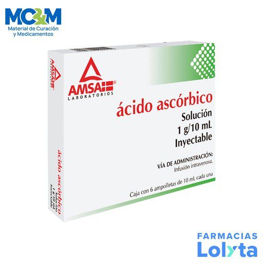 ACIDO ASCORBICO SOL INY 1 G/10 ML C/6 AMP LAB AMSA | Website MC&M