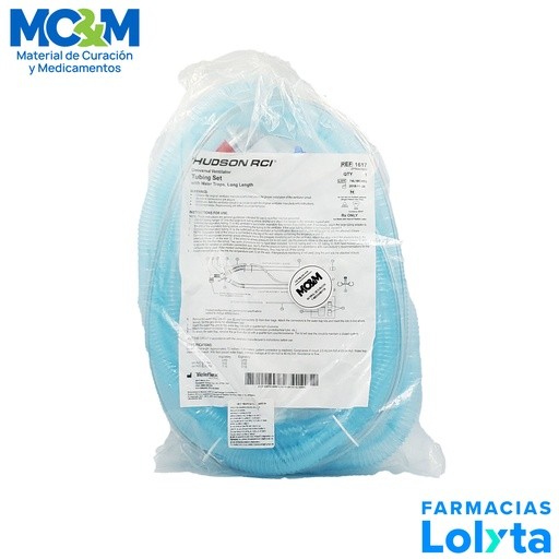 CIRCUITO PARA VENTILADOR 1.80 M CON PUERTOS PARA PRESION Y TEMPERATURA DISTAL Y PROXIMAL TRAMPAS DE AGUA POR SEPARADO Y TUBERIA