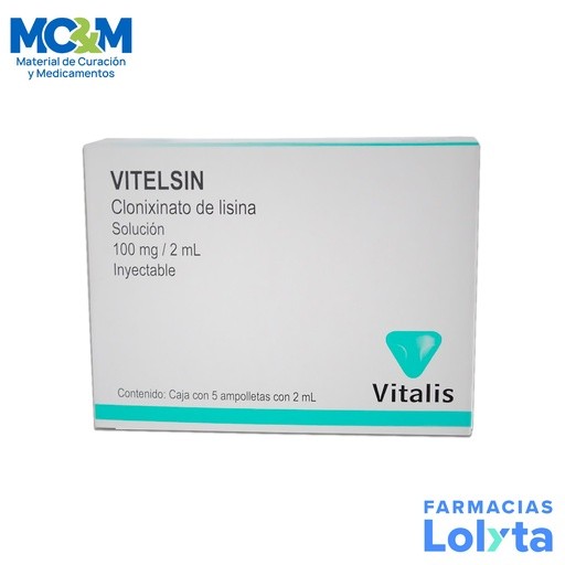 CLONIXINATO DE LISINA SOL INY 100 MG/2 ML C/5 AMP VITELSIN LAB VITALIS | Website MC&M