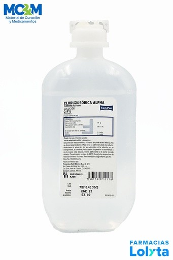 CLORURO DE SODIO 0.9% SOL INY 500 ML CLORUROSODICA ALPHA LAB FRESENIUS (FISIOLOGICA) | Website MC&M