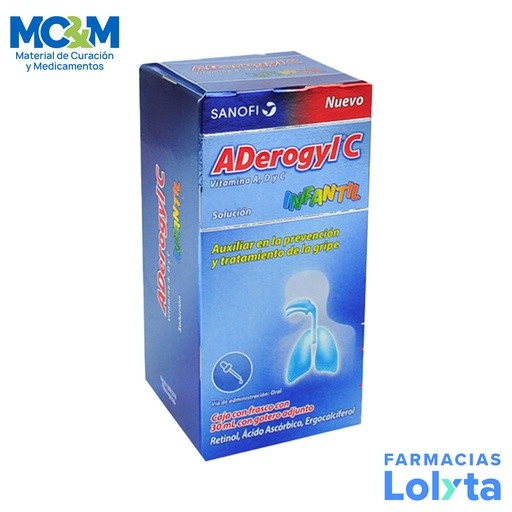 ADEROGYL INFANTIL VITAMINAS A D Y C SOL ORAL C/30 ML RETINOL ACIDO ASCORBICO ERGOCALCIFEROL LAB SANOFI | Website MC&M