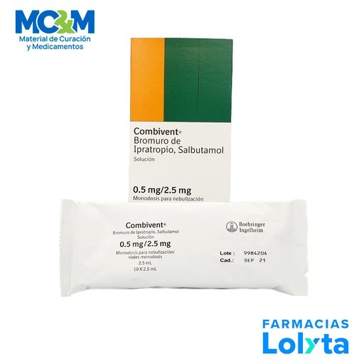 COMBIVENT SOL P/NEBULIZAR 0.5/2.5 MG/2.5 ML C/10 AMP BROMURO DE IPRATROPIO SALBUTAMOL LAB BOEHRINGER | Website MC&M