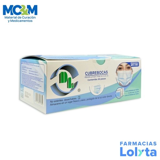 CUBREBOCAS QUIRURGICO TRICAPA ELASTICO C/50 PZAS NO ESTERIL DENTILAB | Website MC&M