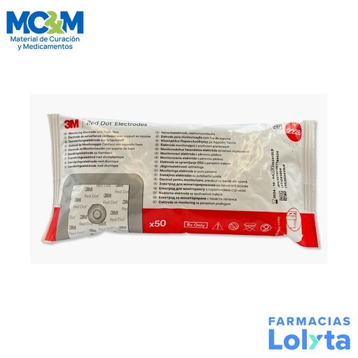 ELECTRODO DE MONITORIZACION CARDIACA CON SOPORTE DE ESPUMA C/50 PZAS ADULTO REF 2228 3M | Website MC&M