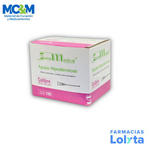 AGUJA HIPODERMICA 18 G X 32 MM C/100 ROSA SENSIMEDICAL | Website MC&M