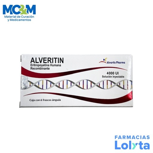 ERITROPOYETINA HUMANA RECOMBINANTE SOL INY 4000 UI/ML C/6 AMP ALVERITIN LAB ALVARTIS PHARMA (RF) | Website MC&M