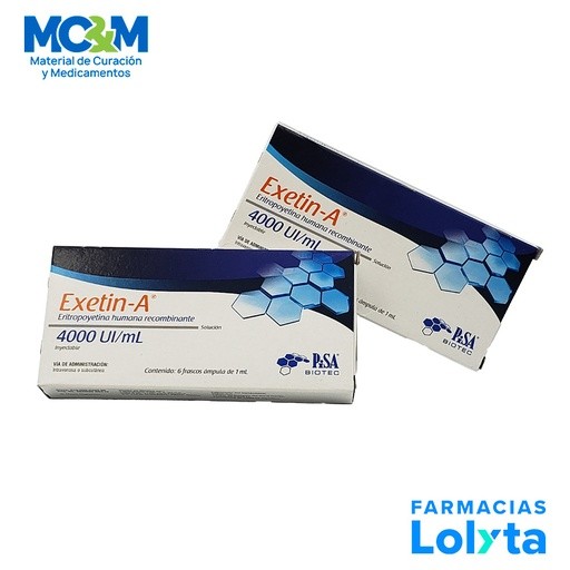 ERITROPOYETINA HUMANA RECOMBINANTE SOL INY 4000 UI/ML C/6 AMP EXETIN-A LAB PISA (RF) | Website MC&M