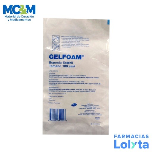 GELFOAM 80 X 125 X 10 MM (100 CM2) ESPONJA DE GELATINA HEMOSTATICA ABSORBIBLE ESTERIL | Website MC&M