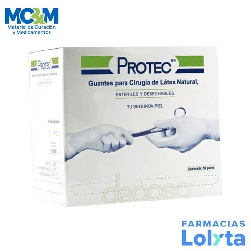 GUANTE CIRUJANO 7 1/2 LATEX NATURAL C/50 PARES ESTERIL PROTEC DEGASA 412300 | Website MC&M