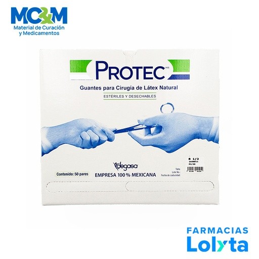 GUANTE CIRUJANO 8 1/2 LATEX NATURAL C/50 PARES ESTERIL PROTEC DEGASA 412500 | Website MC&M