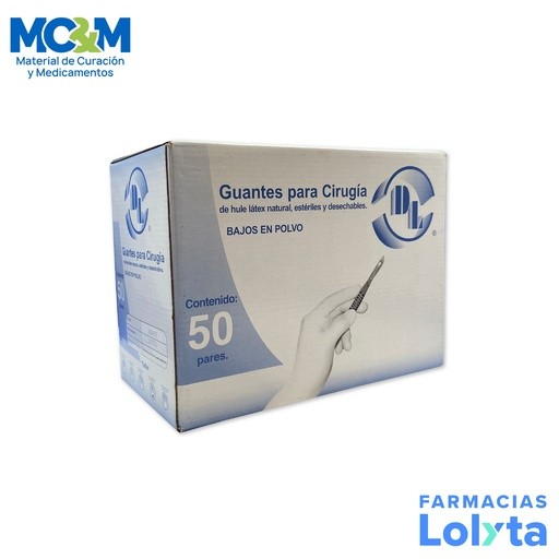 GUANTE CIRUJANO 8 LATEX BAJO EN POLVO C/50 PARES DENTILAB | Website MC&M