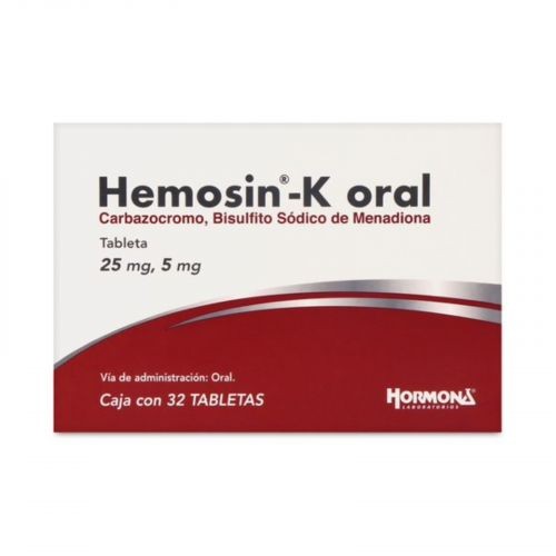 HEMOSIN-K 25/5MG C/32 TAB CARBAZOCROMO BISULFITO SODICO DE MENADIONA LAB HORMONA | Website MC&M