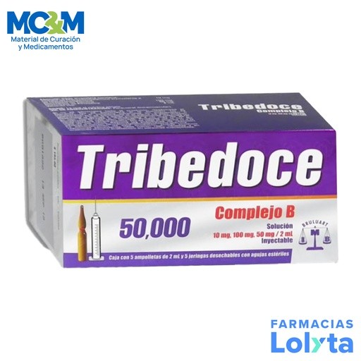 HIDROXOCOBALAMINA TIAMINA PIRIDOXINA SOL INY 10/100/50 MG/2 ML C/5 AMP TRIBEDOCE 50 000 LAB BRULUART | Website MC&M