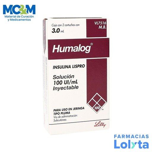 INSULINA HUMALOG 100 UI 3 ML SOL INY C/2 CARTUCHOS INSULINA LISPRO LAB LILLY (RF) | Website MC&M