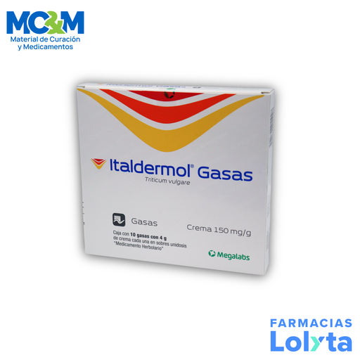 ITALDERMOL 150 MG/G C/10 GASAS 4 G TRITICUM VULGARE LAB ITALMEX | Website MC&M