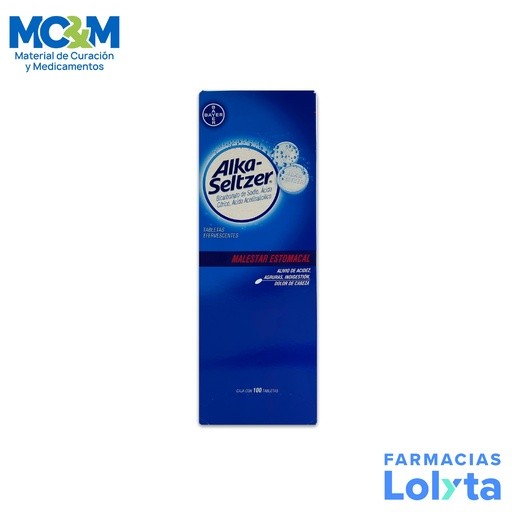 ALKA-SELTZER 1.976/1/0.324 G C/100 TAB EFERVESCENTES ACIDO CITRICO BICARBONATO DE SODIO ACIDO ACETILSALICILICO LAB BAYER | Websi