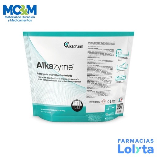 ALKAZYME 20 G C/12 DOSIS DETERGENTE DESINFECTANTE ENZIMATICO ALCALINO ALKAPHARM | Website MC&M