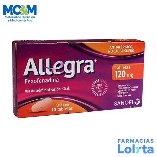 ALLEGRA 120 MG C/10 TAB FEXOFENADINA LAB SANOFI AVENTIS | Website MC&M