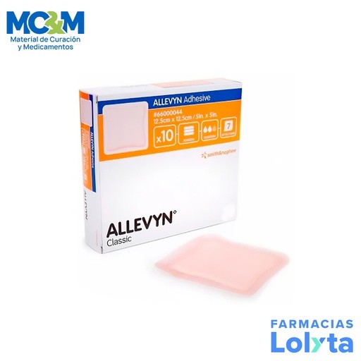 ALLEVYN CLASSIC ADHESIVE 12.5 X 12.5 CM APOSITO DE ESPUMA HIDROCELULAR PARA HERIDAS MEDIANO A ALTO EXUDADO REF 66000044 SMITH&NE