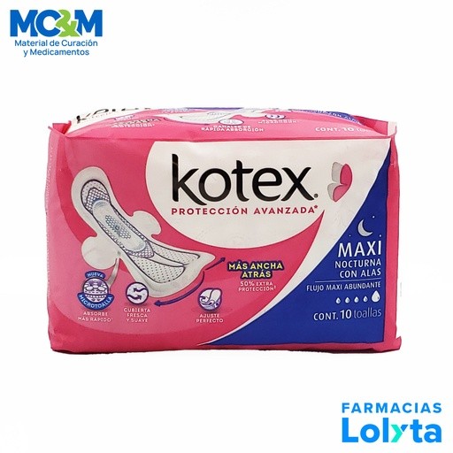KOTEX PROTECCION AVANZADA MAXI NOCTURNA CON ALAS FLUJO MAXI ABUNDANTE C/10 TOALLAS KIMBERLY CLARK | Website MC&M