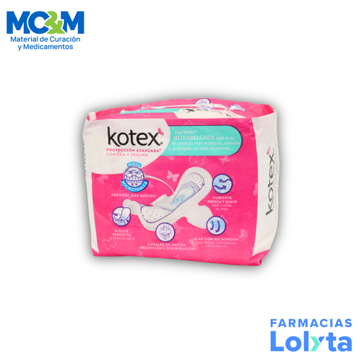 KOTEX SLIM CON ALAS ULTRADELGADA FLUJO MODERADO C/10 TOALLAS (AZUL) KIMBERLY CLARK | Website MC&M