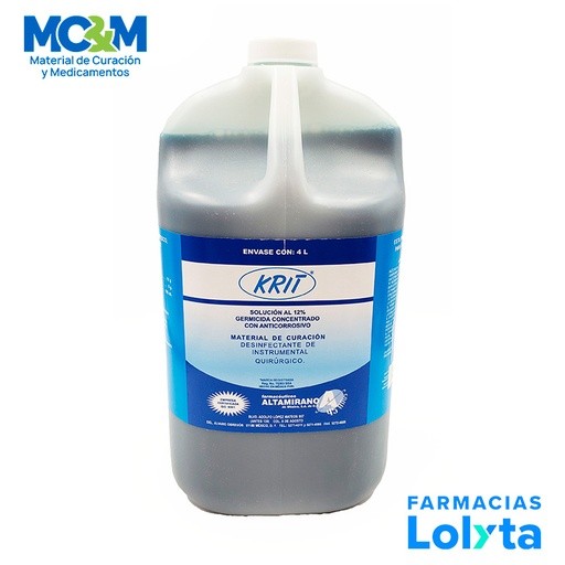 KRIT 4 L CLORURO DE BENZALCONIO AL 12% DESINFECTANTE DE INSTRUMENTAL QUIRURGICO ALTAMIRANO | Website MC&M