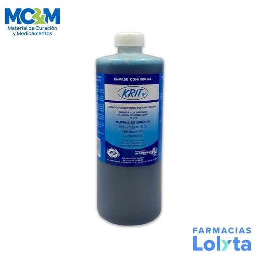 KRIT 500 ML CLORURO DE BENZALCONIO AL 12% DESINFECTANTE DE INSTRUMENTAL QUIRURGICO ALTAMIRANO | Website MC&M