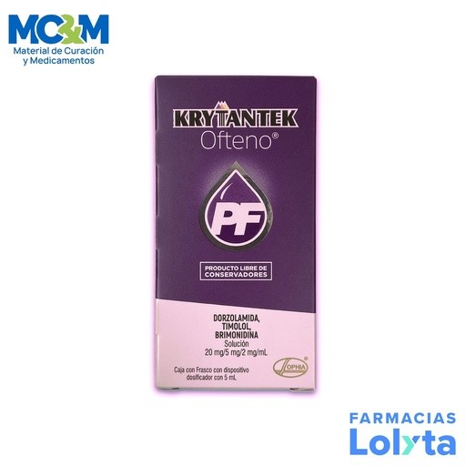 KRYTANTEK OFTENO SOL OFTALMICA FCO C/5 ML DORZOLAMIDA TIMOLOL BRIMONIDINA 2/0.5/0.2% LAB SOPHIA | Website MC&M