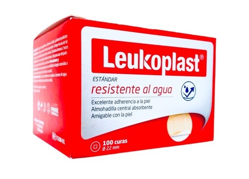 LEUKOPLAST ESTANDAR RESISTENTE AL AGUA 22 MM CURITA REDONDO C/100 PZAS (COVERPLAST) BSN | Website MC&M