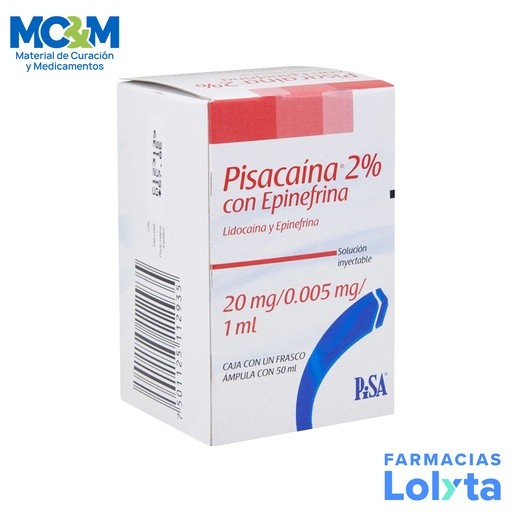 LIDOCAINA EPINEFRINA SOL INY 20/0.005MG/ML C/50 ML PISACAINA 2% EPINEFRINA LAB PISA | Website MC&M