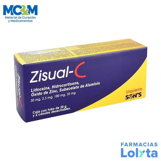 LIDOCAINA HIDROCORTISONA OXIDO DE ZINC SUBACETATO DE ALUMINIO UNGÜENTO 50/2.5/180/35 MG/G TUBO C/30 G ZISUAL-C LAB SONS | Websit