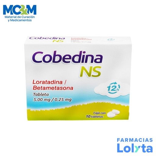 LORATADINA BETAMETASONA 5 MG/250 MCG C/10 TAB COBEDINA NS LAB COLLINS | Website MC&M