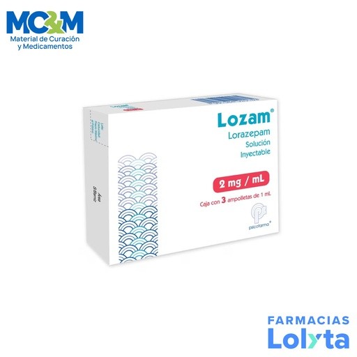 LORAZEPAM SOL INY 2 MG/ML C/3 AMP LOZAM LAB PSICOFARMA GRUPO II | Website MC&M