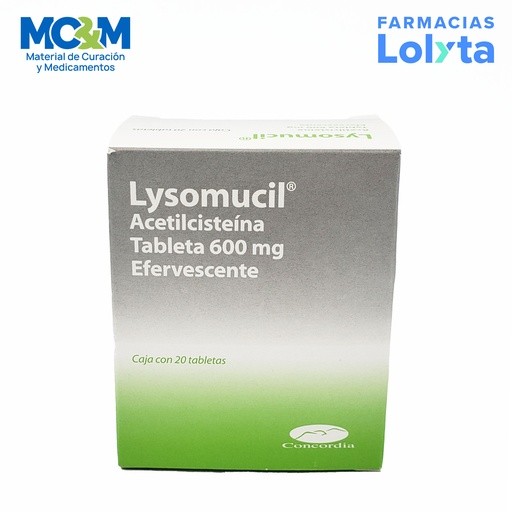 LYSOMUCIL 600MG C/20 TAB EFERVESCENTE ACETILCISTEINA LAB CONCORDIA | Website MC&M