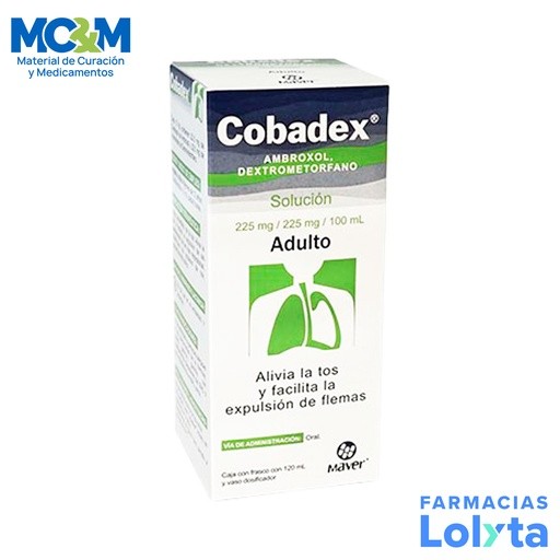 AMBROXOL DEXTROMETORFANO 225/225MG/100ML SOL ORAL FCO C/120 ML COBADEX ADULTO LAB MAVER | Website MC&M