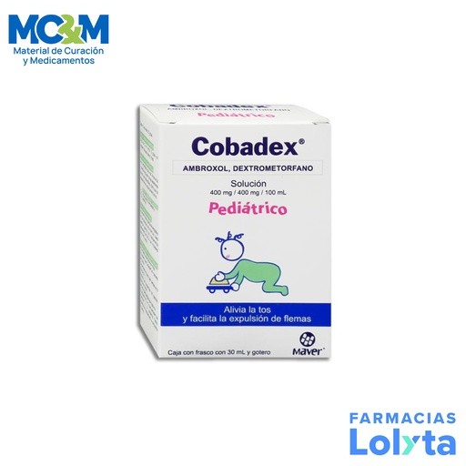 AMBROXOL DEXTROMETORFANO SOL ORAL 400/400 MG/100 ML C/30 ML COBADEX PEDIATRICO LAB MAVER | Website MC&M