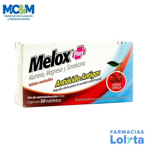 MELOX PLUS 200/200/25 MG C/50 TAB MASTICABLES SABOR CEREZA ALUMINIO MAGNESIO SIMETICONA LAB SANOFI | Website MC&M