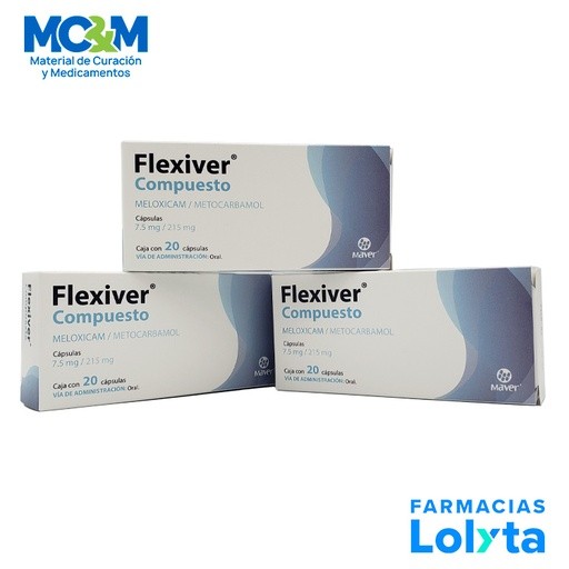 MELOXICAM METOCARBAMOL 7.5/215 MG C/20 CAPSULAS FLEXIVER COMPUESTO LAB MAVER | Website MC&M