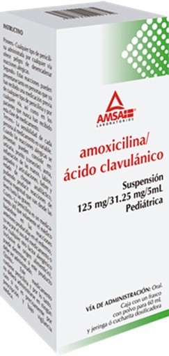 AMOXICILINA ACIDO CLAVULANICO SUSPENSION PEDIATRICA 125/31.25 MG/5ML FCO C/60 ML LAB AMSA | Website MC&M