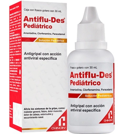 ANTIFLU-DES SOL PEDIATRICA 2.5/0.1/15 G/100 ML C/30 ML AMANTADINA CLORFENAMINA PARACETAMOL LAB CHINOIN | Website MC&M